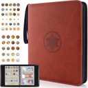 Coin Collection Book Holder for Collectors - 400 Coins Pockets+15 Bills Pockets, Coin Collection Organizer Storage Box Case Album for 20/25/ 27/30/ 38mm Coin (Brown)