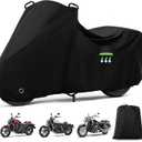 Motorcycle Cover Waterproof for Kawasaki Vulcan S 650/900/1500, Heavy Duty Outdoor Sun UV Rain Dust All Weather Protection Motorbike Cover with Soft Cotton Lining & Lock Hole-Black