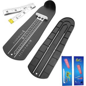 Foot Measurement Device | Shoe Sizer for Kids & Adults with High-Contrast Black Scale | Includes Soft Tape for Width Measurement | US EU Sizes