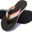 Pevino Women's Orthotic Flip Flops,Casual Comfortable Yoga Mat Thong Sandal with Arch Support (9, Brown)
