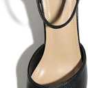 Women's High Block Heels Pumps Round Closed Toe Ankle Strap Wedding Dress Shoes (9.5, Black)