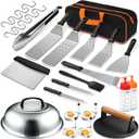 Griddle Accessories Set of 30, Flat Top Grill Accessories Set for Blackstone and Camp Chef, Grill Spatula Set with Enlarged Spatulas, Basting Cover, Scraper for Outdoor BBQ
