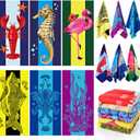 Peryiter 6 Pcs Oversized Microfiber Beach Towels 59 x 28 Inch Large Quick Dry Pool Towels Absorbent Camping Travel Blanket Set for Women Men Bath Beach(Summer Style,28 x 59 Inch,Vibrant Colors)