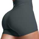 Sogetdo Biker Shorts Women High Waisted V Back Buttery Soft Spandex Athletic Workout Yoga Pilates Running Gym Shorts (Gray, S)