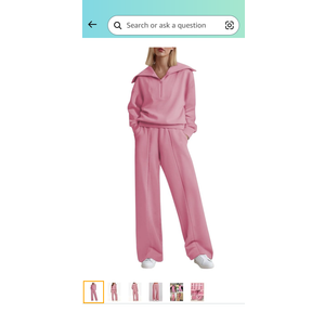 Aleumdr Two Piece Outfits Half Zip Sweatshirt Sweatsuit Lounge Sets for Women Matching Set Wide Leg Sweatpant Tracksuit S