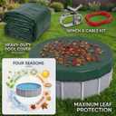 Extra Thick 24FT Round Swimming Pool Cover for Above Ground, Above-Ground Pool Cover with Winch and Cable, Windproof Tarp Straps UV-Resistant, Reinforced Edges (Army Green)