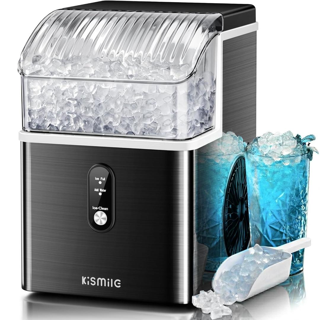 Nugget Ice Maker Countertop, 35 lbs/Day, Stainless Steel | Portable Sonic Ice Maker & Pebble Ice Machine, First Ice in 7 Mins, 43 dB Quiet, One-Touch Self-Cleaning for Home & Office