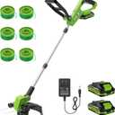 VARSK 20V String Trimmer Cordless, 12 Inch 2 in 1 Trimmer and Edger, Automatic Line Feed, Includes 2 X 2.0Ah Batteries/1 X Fast Charger/6 X Spare Spools, for Lawn, Garden, etc, Orange