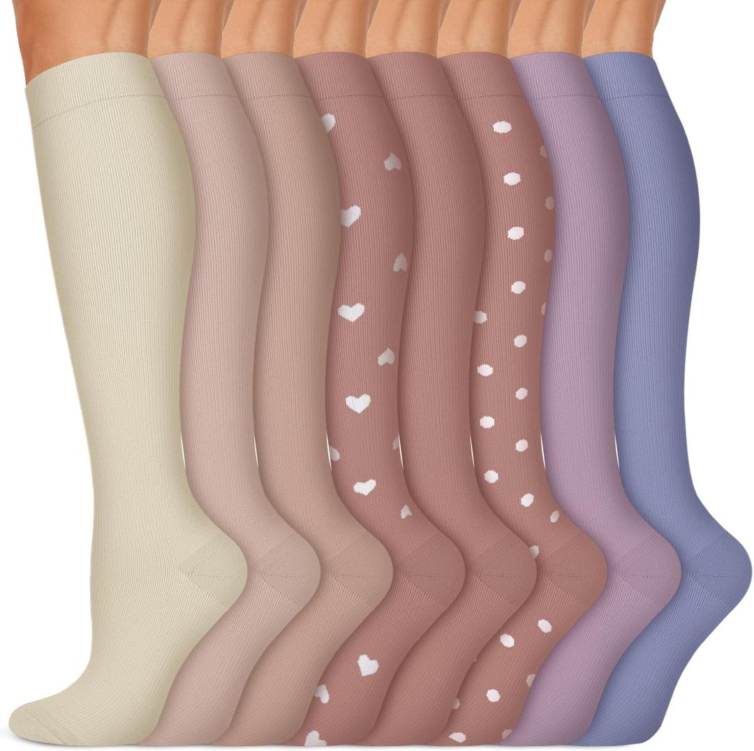 Copper Compression Socks 15-20 mmHg for Men & Women 8 Pairs  Circulation Support for Nurses, Travel, Running, Hiking, Soccer (Small-Medium, A12- Multicoloured 01)