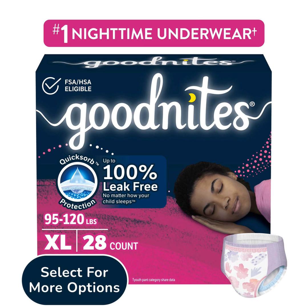 GoodNites Youth Absorbent Underwear X-Large 95 to 120 lbs, 21 Count