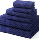 100% Cotton Bath Towels for Bathroom,Highly Absorbent Bath Towels Set Quick Dry,Luxury Soft Towels for Hotel(6 Piece,Navy Blue)