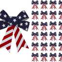 20Pcs Patriotic PVC Velvet Bows 5.9x5.9 inch, Red White Blue Plastic Velvet Bows with 3D Shape for 4th of July Decor, Party Favors, Gift Wrapping, Memorial Day, Independence Day