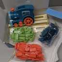 Domino Train Toys Kids Games - Automatic Stacking Creative Game 3+ Year Old - Stem Montessori Toy for Boys 4-6 - Summer Autistic Christmas Birthday Gifts 5 6 Toddler Ages 4-8 (Morandi Blue)