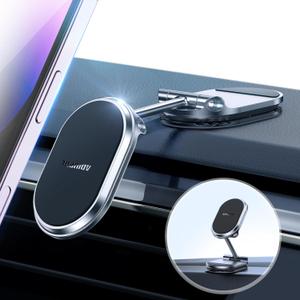 Magnetic Phone Holder for Car Metal Upgrade 6X Magnets Phone Mount Double 360 Rotation Super Sticker Phone Holder Car Mount Easy Install Suitable for Dashboard Screens Compatible with All Phone black