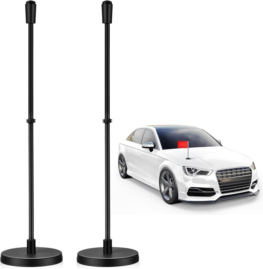 2 Pcs Magnetic Flag Holder for Car 10.4 Inch Flag Poles with Magnetic Base Mount for Trucks Vehicles Flagpole Supplies(Spring Pole)