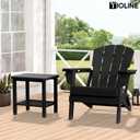Patio Side Table, Outdoor HDPE Adirondack End Table for Patio,Outdoor Side Table for Backyard, Garden, Pool, Lawn,Black