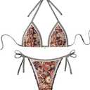 BYFINECANY Women's Floral Printed Bathing Suit Halter Paisley Summer Swimsuit Bikinis Set S