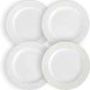 10.4-Inch Embossed Ceramic Plates Set of 4 - Arctic White Dinner Plates for Kitchen Dining Microwave Dishwasher Safe Scratch Resistant Plate Sets Housewarming Wedding Gift