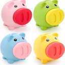 ZEAYEA 4 Pack Mini Piggy Bank, Cute Plastic Pig Money Bank, Unbreakable Saving Money Box Coin Bank for Boys Girls Adults, Practical Gift for Birthday, Christmas, New Year