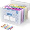 ABC life 12-Pocket Accordion File Organizer, Expandable File Folder with Colorful A-Z Tabs, Portable Bill & Receipt Organizer, Desktop Letter/A4 Document Storage for Home & Office-Blue