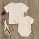 MERSARIPHY Big Sister Little Sister Matching Outfits Toddler Baby Girl Short Sleeve Romper T Shirt Sibling Summer Clothes Set (Beige, Kid 1-2T/Baby 0-3M)