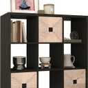 [2026 Wooden Thick Frame 9 Cube Storage Organizer Shelf with Anti-Tipping Kits + Reversible Open Back Bookcase, Horizontal and Vertical Dual-useChocolate,11inch