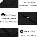 Arshiner Boys Short Sleeve Dress Shirts Solid Button Down Shirts Summer Formal Uniform Shirt with Pocket (Black) Size 100 (4-5T)