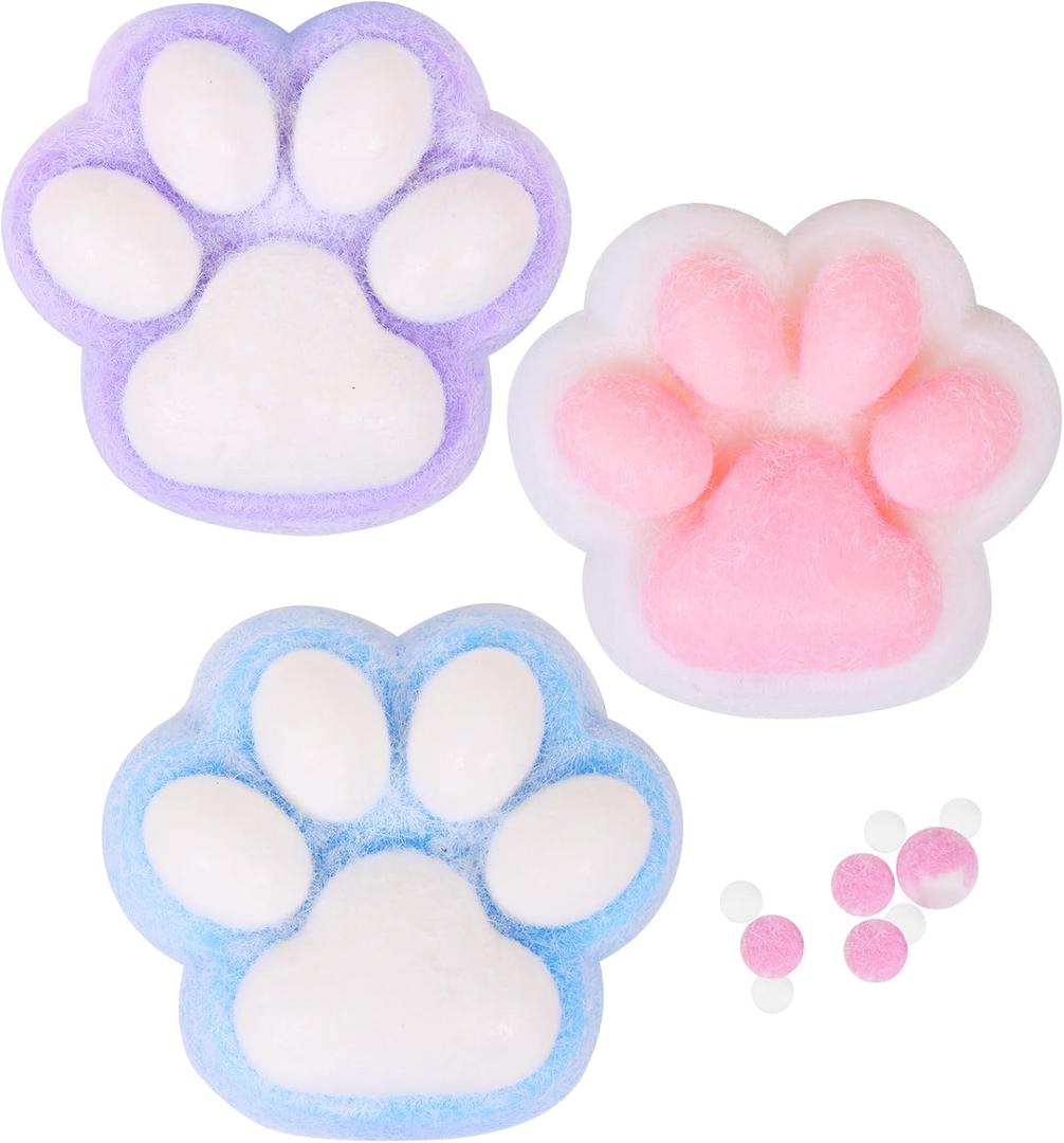 3pcs Big 5in Squishy Cat Paw Squeeze Toys, Cat Paw Squishy, Cute Kawaii Squishies, Squishy Cat Paw Fur Ball, Jelly Kitty Paw Squishy Funny Fidget Toys Novelty Things Suitable for Adults Kids