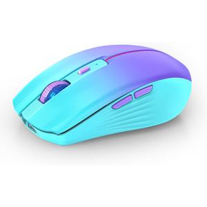 RAPIQUE Bluetooth Wireless Mouse, Rechargeable Slient Multi-Device Computer Mice (Tri-Mode: BT1/2+2.4Ghz) with USB Receiver, Ergonomic Cordless Mouse for Laptop/MacBook/PC/iPad(Mint Green to Purple)