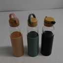 21oz Borosilicate Glass Water Bottles with Silicone Non-Slip Sleeve & Leak-Proof Lid-Reusable Drink Bottle for Office,Travel,Gym,Hiking-BPA Free,Ideal Gift for Home,Car &Fitness (Pink+Black+Green)