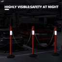 2 Pack Traffic Delineator Post Cones with Weighted Base, Adjustable Orange Safety Cones with Reflective Collars & Plastic Chains, Construction Parking Barrier Cones for Driving Practice Driveway Road
