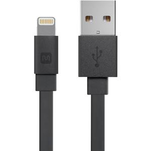 Monoprice Flat Apple MFi Certified Lightning to USB Type-A Charging Cable, 3 Feet, Black - Premium Series