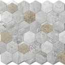 VAOVI Peel and Stick Backsplash Tile,Backsplash Tile for Kitchen Peel and Stick Wall Panels Hexagon Marble Tile(Autumn Gray,10pcs)