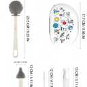 Bottle Brush Set -Baby Travel Essential-6 in 1 Bottle Cleaner Kit with Silicone Bottle Scrubber, Nipple Cleaner, Straw Brush, Drying Rack, Soap Dispenser, Storage Box - Home and Travel (White/Gray)