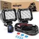 Nilight 4 Inch LED Light Pods 2PCS 18W Flood Fog Light Bar with 12V 5Pin Rocker Switch TE Connector Wiring Harness Kit-2 Leads for 4x4 offroad Pickup Truck ATV UTV SUV Golf Cart Boat