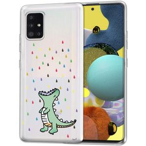 Unov Case Compatible with Galaxy A51 5G Clear with Design Soft TPU Shock Absorption Slim Embossed Pattern Protective Back Cover for Galaxy A51 5G 6.5inch (Rainbow Dinosaur)
