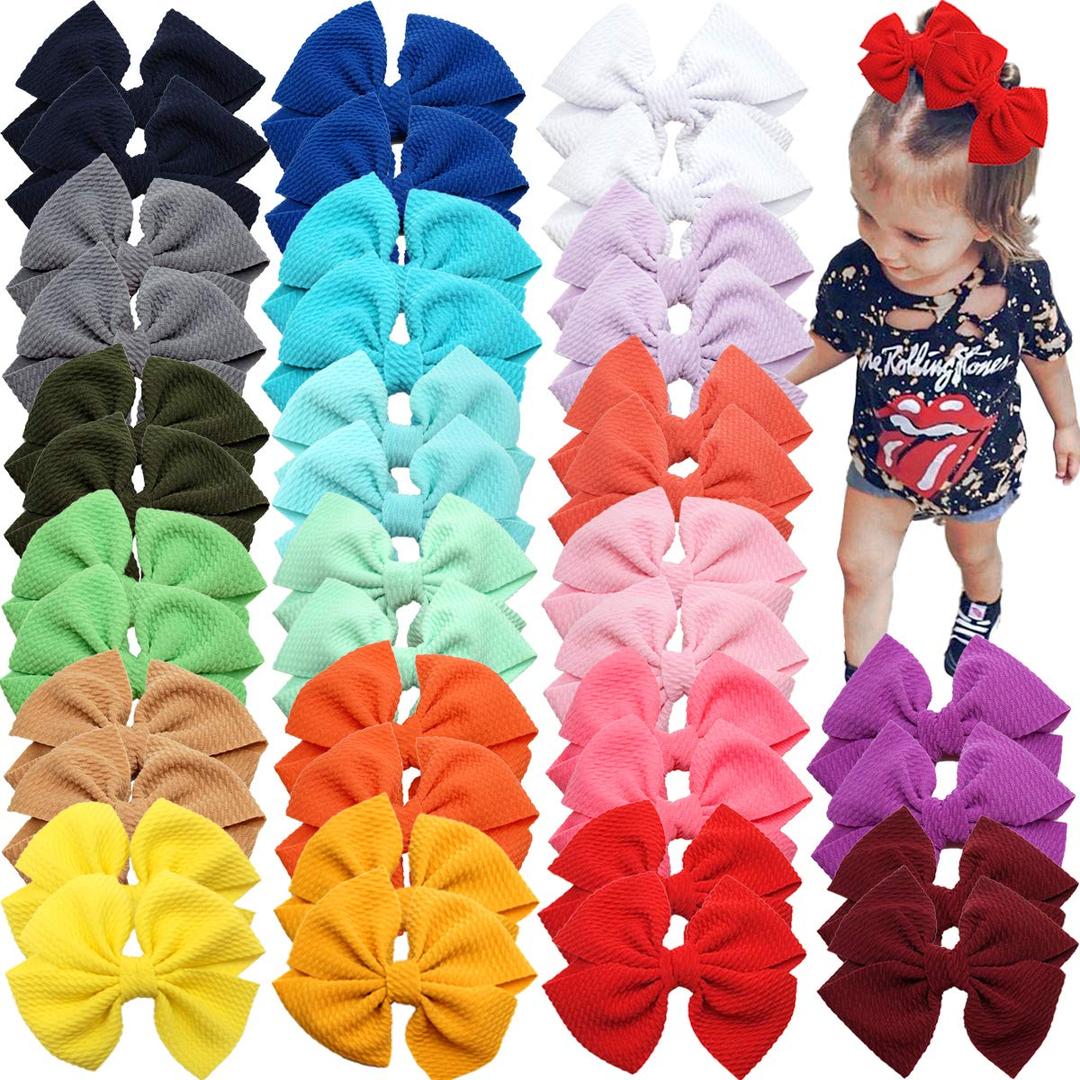 CLLOT 40 Pieces 4" Hair Bows Alligator Hair Clips for Baby Girls Toddlers Children Photographic Hair Accessories (20 Colors in Pairs)