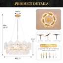 Tyottadar Gold Flower Chandelier 23’’ Modern Crystal Chandeliers Light Fixture Round Luxury Glass Pendant Light for Dining Living Room Bedroom Foyer, UL Listed
