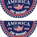 WENWELL 250 year anniversary Birthday Bunting Flag, 1776-2026 Commemorative Patriotic Fan Banner, 1.5x3 FT with Brass Grommets 2 Pack