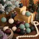 24 Pcs Ceramic Matte Christmas Ball Ornaments Burgundy Forest Green Beige Textured Rustic Neutral Christmas Balls for Xmas Trees Modern Multicolor Ornaments 1.7 Inch for Garland Fireplace Home Decor