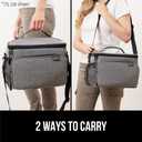 GORILLA GRIP Reusable Insulated Lunch Box Bag for Women Men, Large Leakproof Soft Cooler Bags, Multiple Compartments, Mesh Pockets, Adjustable Strap, Food Tote Keeps Drinks Cold, 8L, 10x9, Light Gray