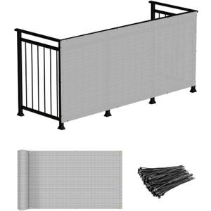 Windscreen4less 2.5' x 15' Balcony Privacy Fence Screen Mesh Windscreen Fencing Shield Cover for Apartment Deck Patio Yard Porch Pool Railings, Gray