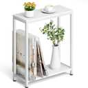 SLEEPING LAMB Narrow Small Side Table for Small Space, 2 Tier Sofa Skinny End Table for Living Room, Bedroom Beside Slim Nightstand, White
