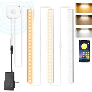 Under Cabinet Lighting,12inch,3 Pack Rechargeable Motion Sensor Light,5 Levels Dimmable Closet Light, Ultra Thin Under Counter Lights for Stairs,Fridge,Cabinet,Bed,Washroom,Kitchen Decor (2700K-6000K)