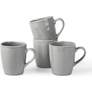 famiware Aurora Coffee Mugs, 14oz Mug Set of 4, Stoneware Mug, Cups for Kitchen, Cappuccino, Latte, Reactive Glaze, Microwave Safe, Scractch-resistant, Slate gray