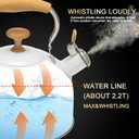 Tea Kettle, 304 Stainless Steel Whistling Tea Kettle,2.5 Quart/2.4L Stovetop Tea pot for Induction & Gas Stove with Ergonomic Folding Handle, Loud Whistle for Tea, Coffee, Milk - Milk White