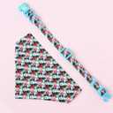 2 x Mile High Life | Girl Dog Collars | Cute Bandana Collar | Soft Poly Cotton Fabric Collars for Medium Dogs | Flower & Fruit Pattern (Wild Rose, Collar & Bandana-M)