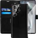 MONASAY Wallet Case Fit for Samsung Galaxy S24 Ultra 5G[Lens & Glass Screen Protector] [RFID Blocking] Flip Folio Leather Cell Phone Cover with Credit Card Holder, 6.8 inch, Black