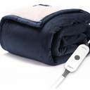 Sunbeam Electric Throw Royal Mink Sherpa Heated Blanket, 4 Heat Settings, 4-Hour Auto Shut-Off, Fast Heating, Luxurious and Ultra Comfy, Night Fog Color, 50" x 60"