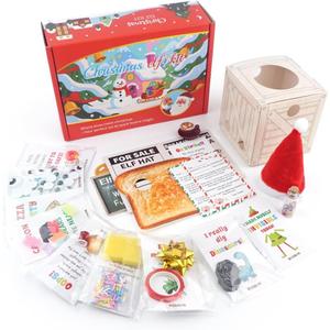 24-Day Elf Adventure Kit 2025 Christmas Countdown Kit Funny Elf Props, Holiday Scene Cards Accessories